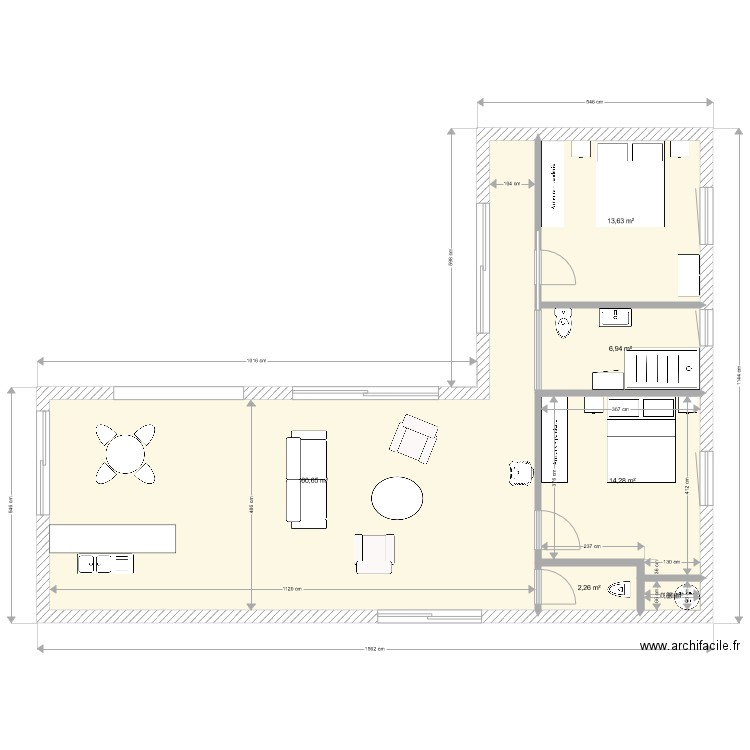 pat01. Plan de 6 pièces et 99 m2