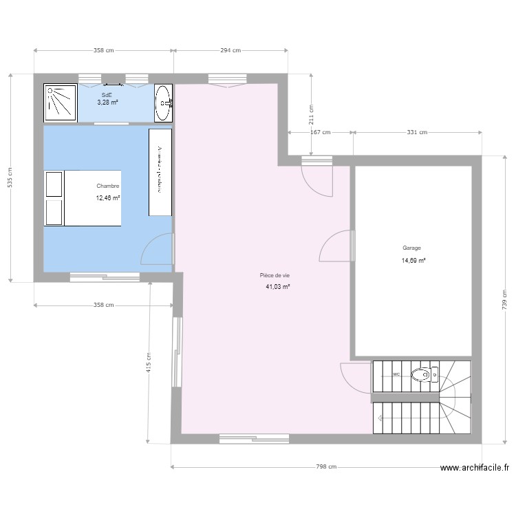 EXEMPLE DE PLAN. Plan de 4 pièces et 71 m2