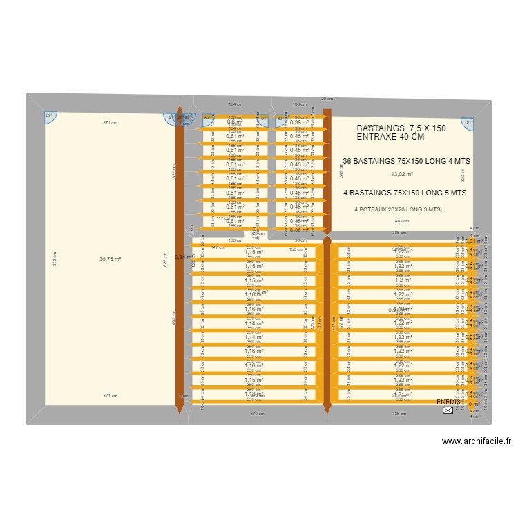 NEYRAT PROJET PLANCHER BOIS. Plan de 57 pièces et 81 m2