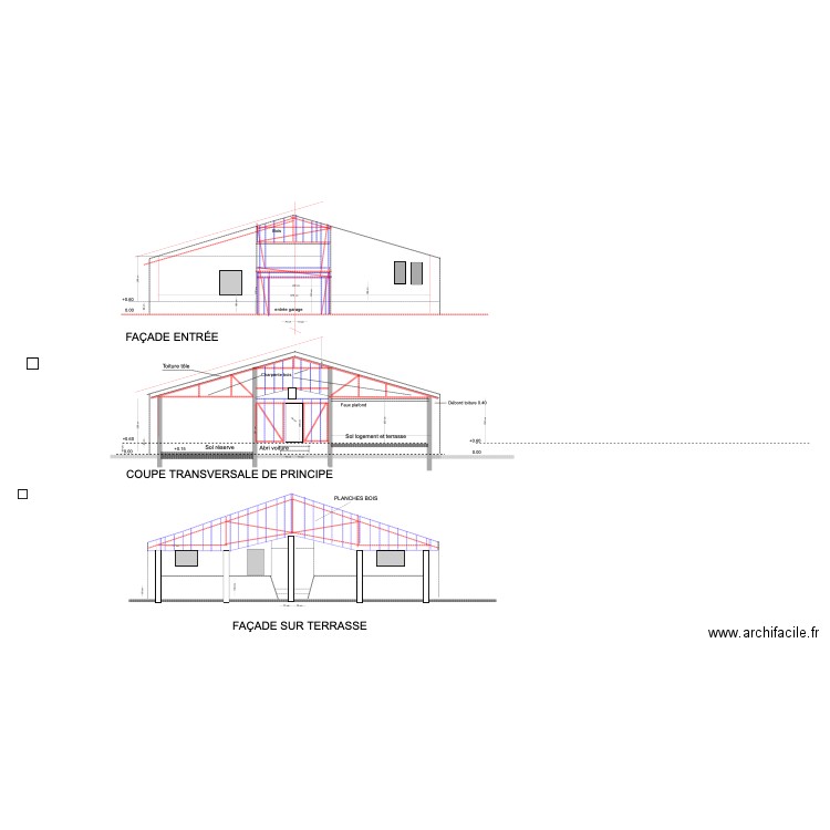 Coupes et façades bat champ. Plan de 0 pièce et 0 m2