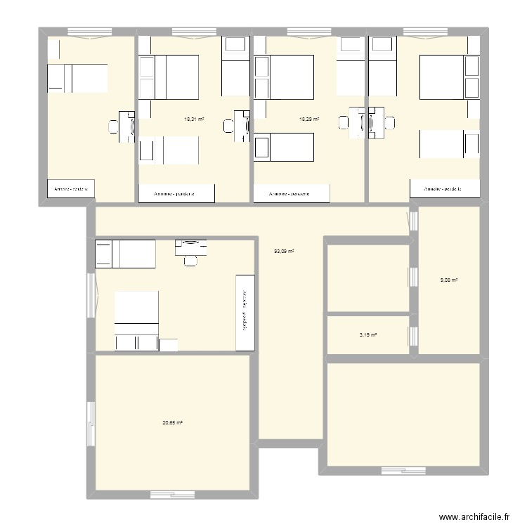 ccvvv. Plan de 6 pièces et 163 m2