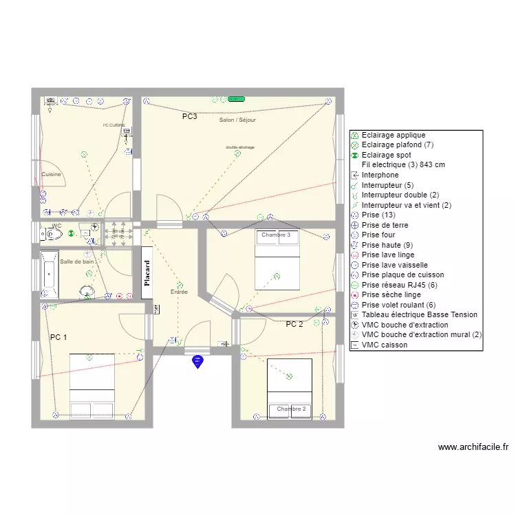 39 lamartine &eacute;lectricit&eacute;. Plan de 