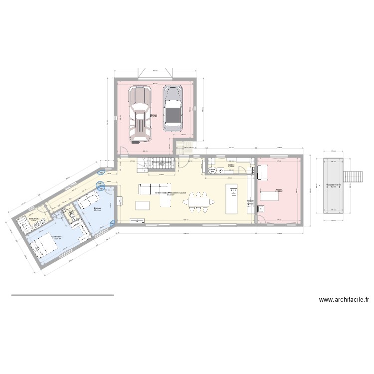 Maison VV . Plan de 10 pièces et 176 m2