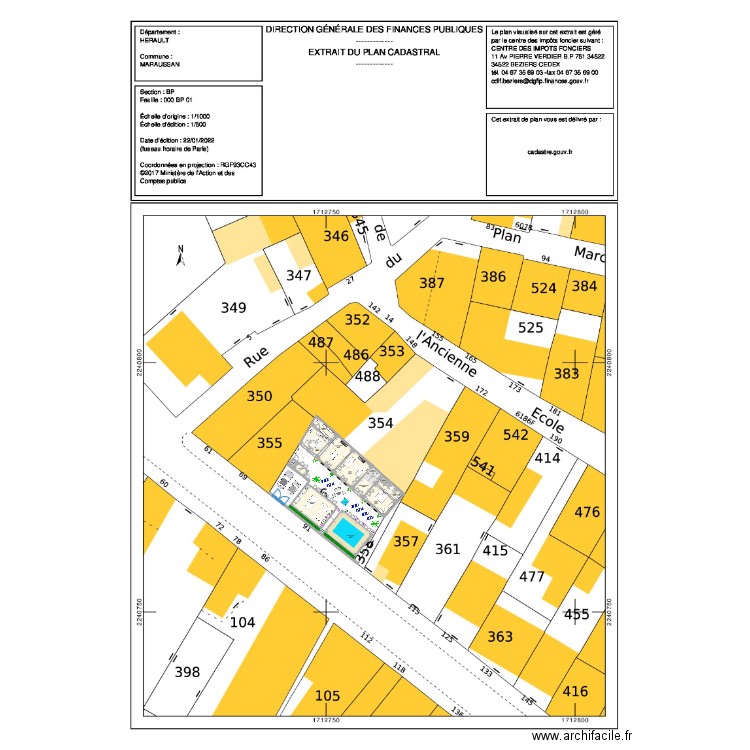 MARAUSSAN. Plan de 24 pièces et 409 m2