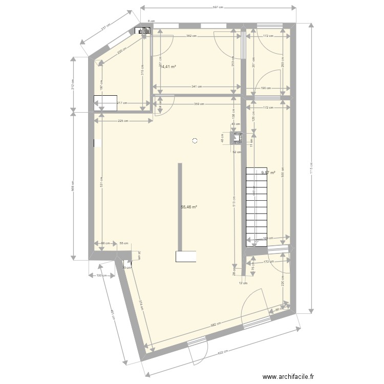 batiment stembert  finale pour papa emplacement prises. Plan de 3 pièces et 79 m2