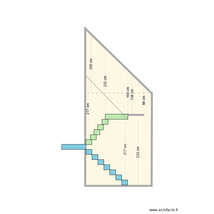 rech profil escalier grenier v0. Plan de 1 pièce et 10 m2