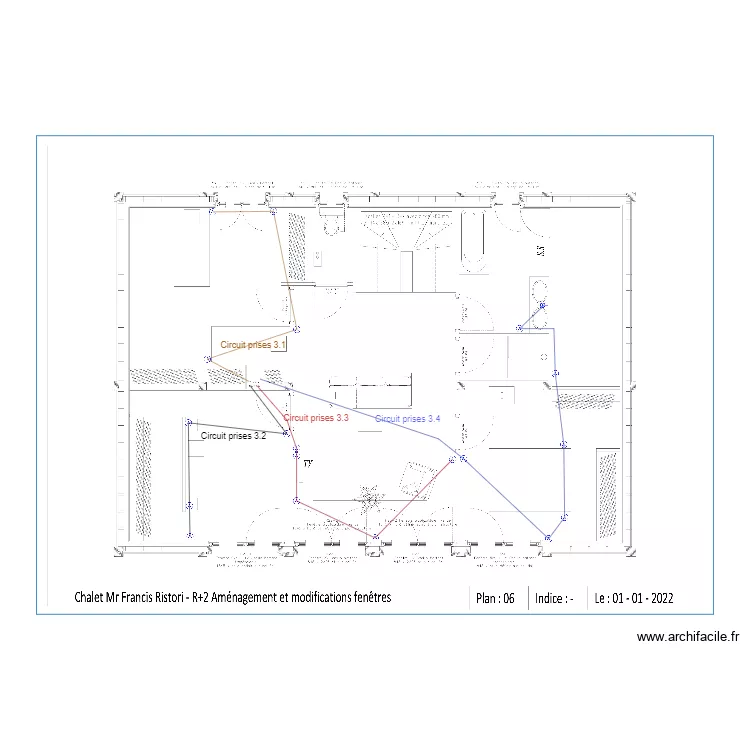 R+2 &eacute;lectricit&eacute; prises. Plan de 