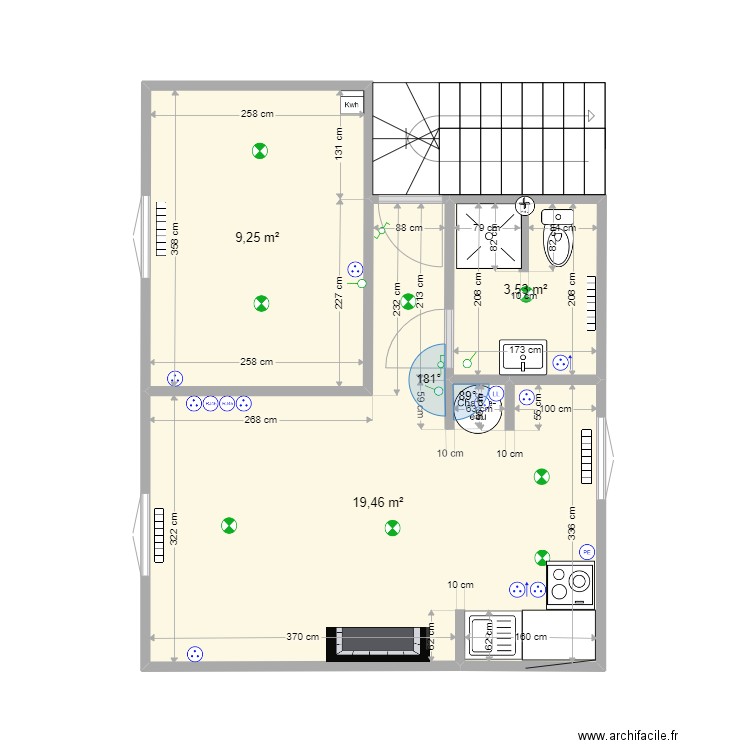 appt 1. Plan de 3 pièces et 32 m2