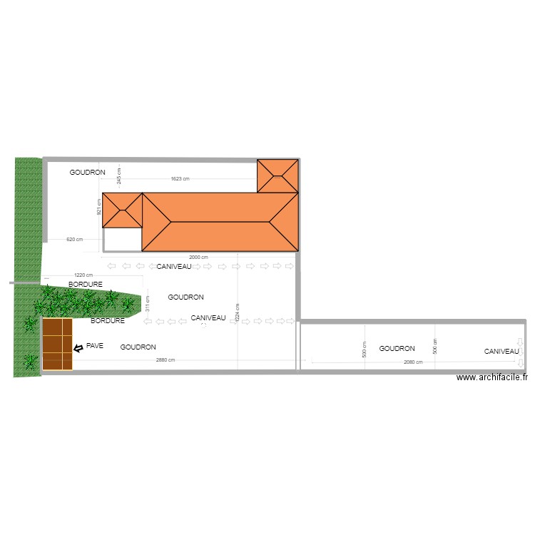 COUR. Plan de 1 pièce et 12 m2