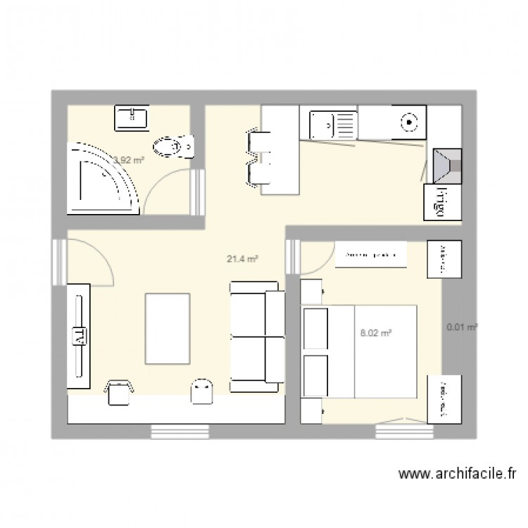 Plan appartement 34m2. Plan de 0 pièce et 0 m2