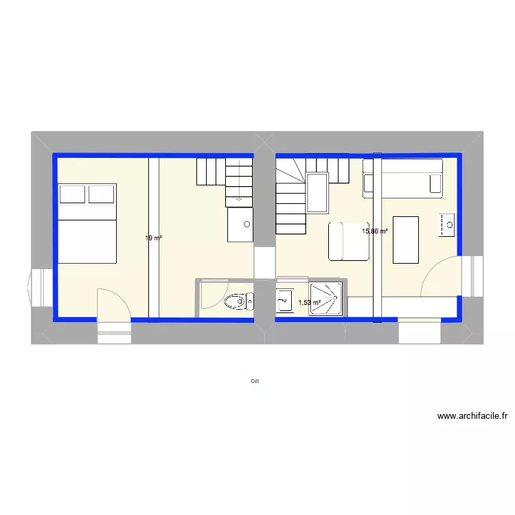 PM N1avec esc semi h&eacute;li. Plan de 
