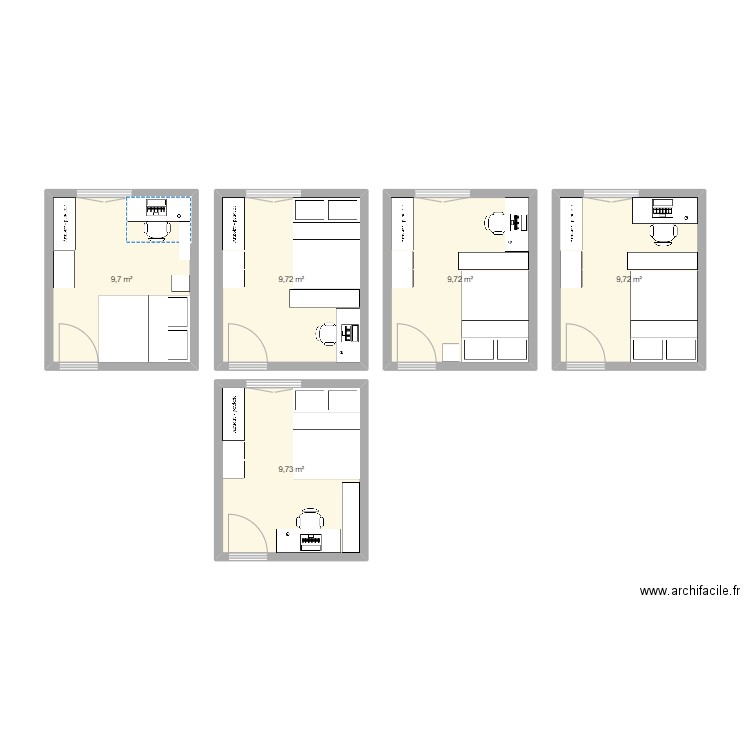 Chambre coloc Nantes. Plan de 5 pièces et 49 m2