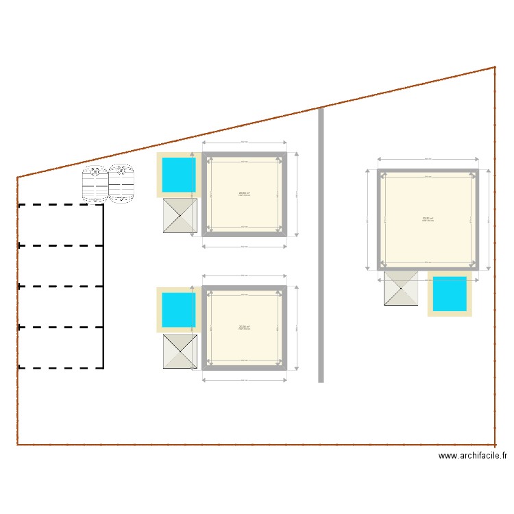 kden. Plan de 3 pièces et 73 m2