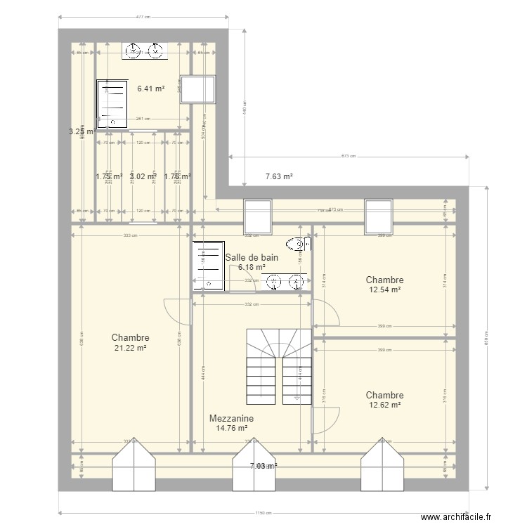 OZICINGOZ ETAGE. Plan de 12 pièces et 98 m2