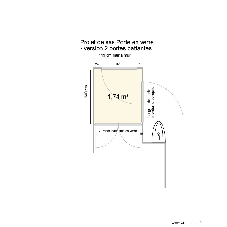 Sas Entrée Version 2 portes. Plan de 0 pièce et 0 m2