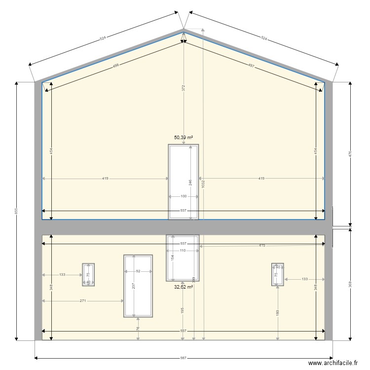 Façade nord 29 av de Brouilla St Jean Lasseille avant treavaux. Plan de 0 pièce et 0 m2
