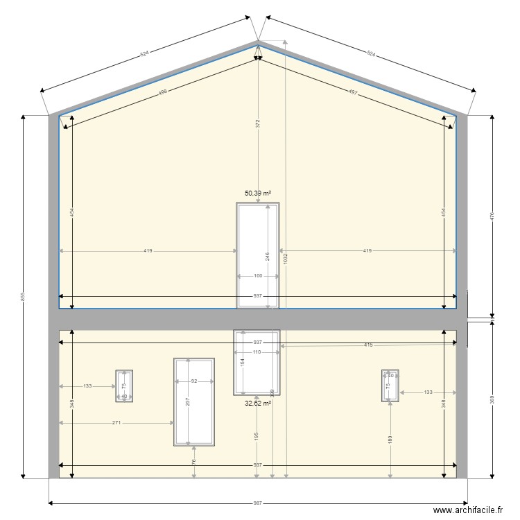 Façade nord 29 av de Brouilla St Jean Lasseille avant treavaux. Plan de 2 pièces et 83 m2