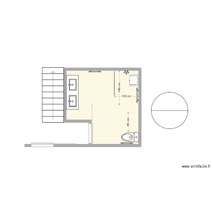 THIEBAULT SDB projet 2 paroi mi hauteur. Plan de 0 pièce et 0 m2