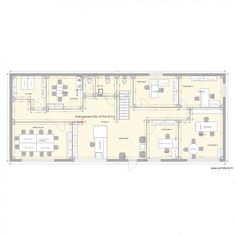 AMENAGEMENT RDC ST PORT ST FOY. Plan de 0 pièce et 0 m2