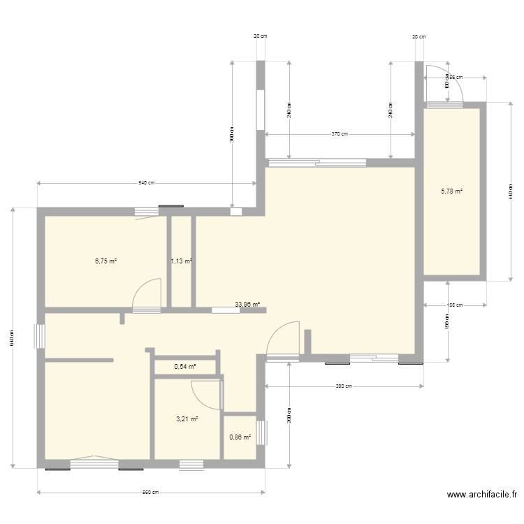 solane 3 k. Plan de 7 pièces et 52 m2