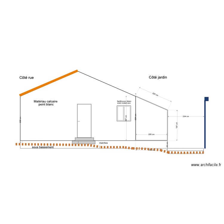 facade est final f. Plan de 1 pièce et 5 m2