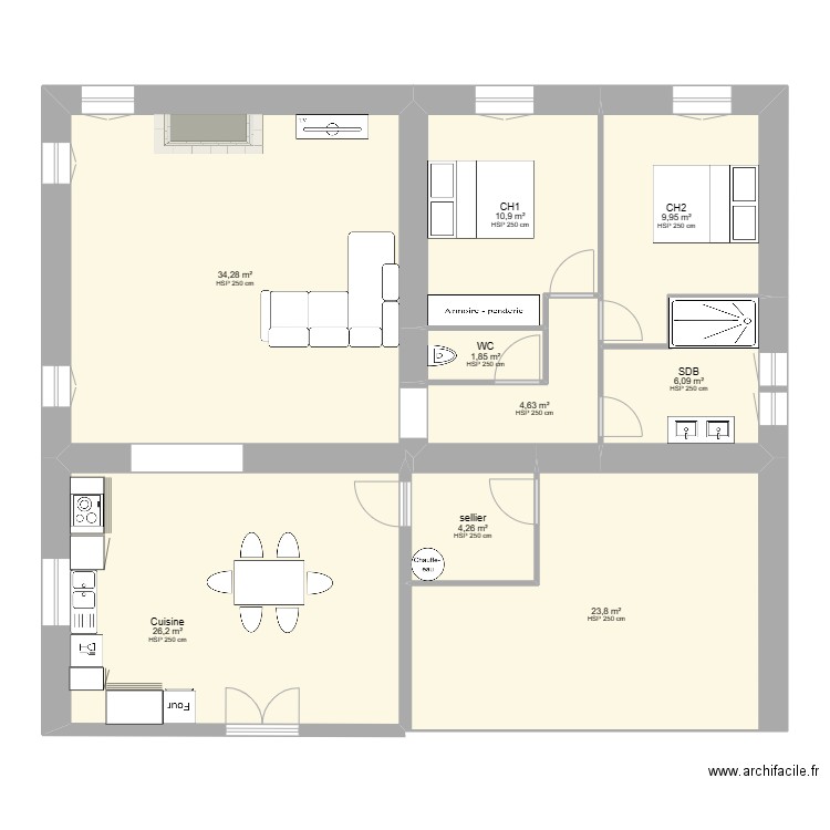 plan logement aménagé. Plan de 0 pièce et 0 m2