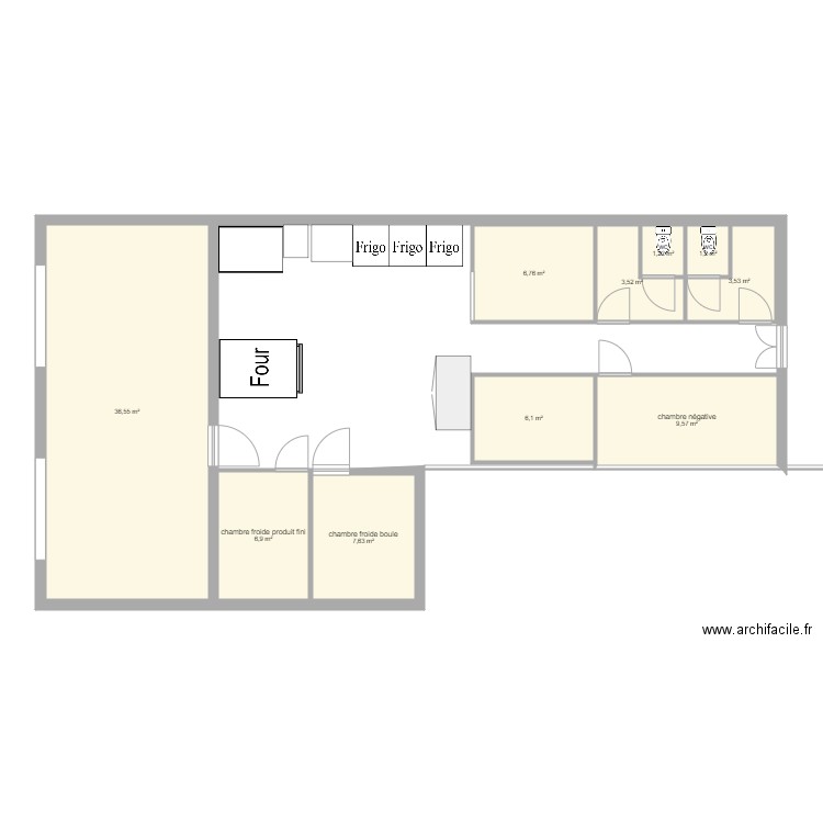 boulangerie leval. Plan de 10 pièces et 83 m2