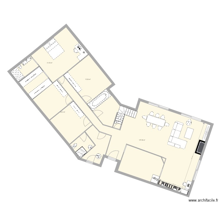 Maison SaintJory. Plan de 5 pièces et 178 m2