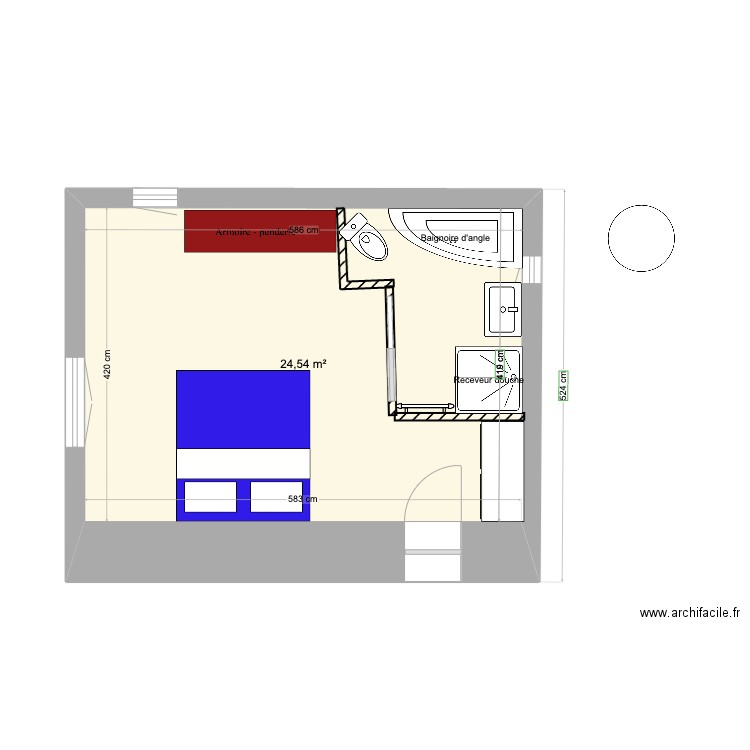 sdb lorgues suite parentale. Plan de 1 pièce et 25 m2