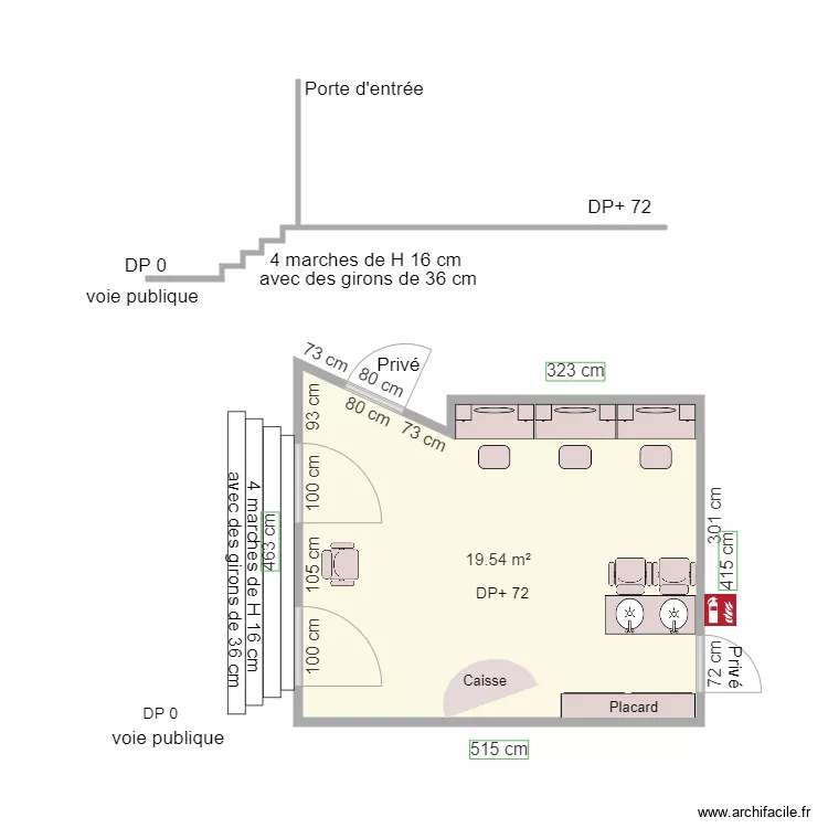 STUDIO 3 AVANT TRAVAUX. Plan de STUDIO 3 AVANT TRAVAUX. Plan de