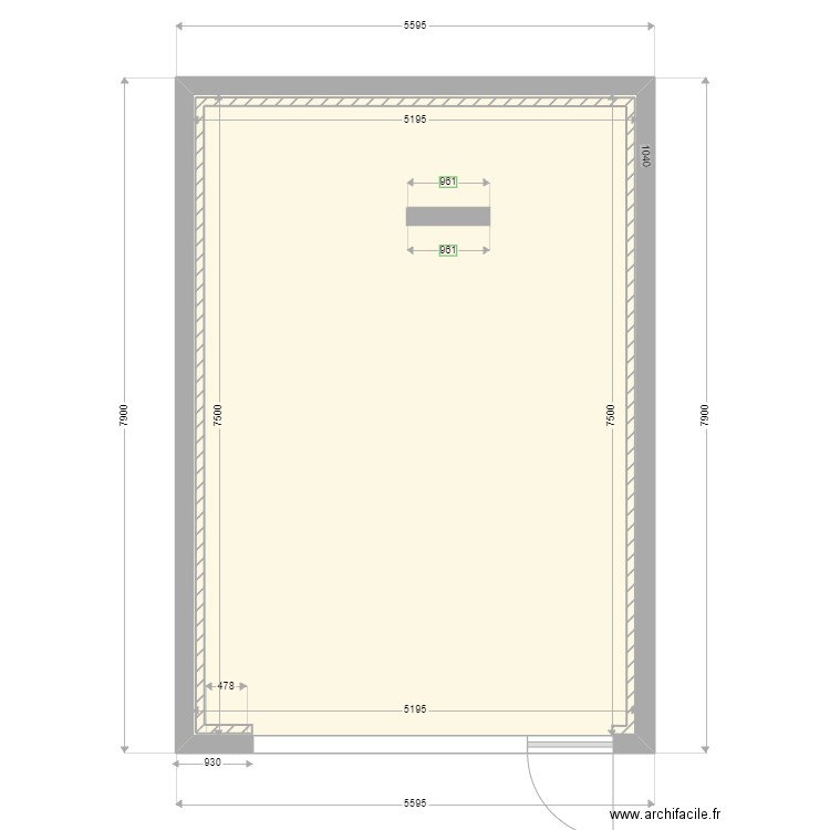 SALON VIDE. Plan de 1 pièce et 39 m2