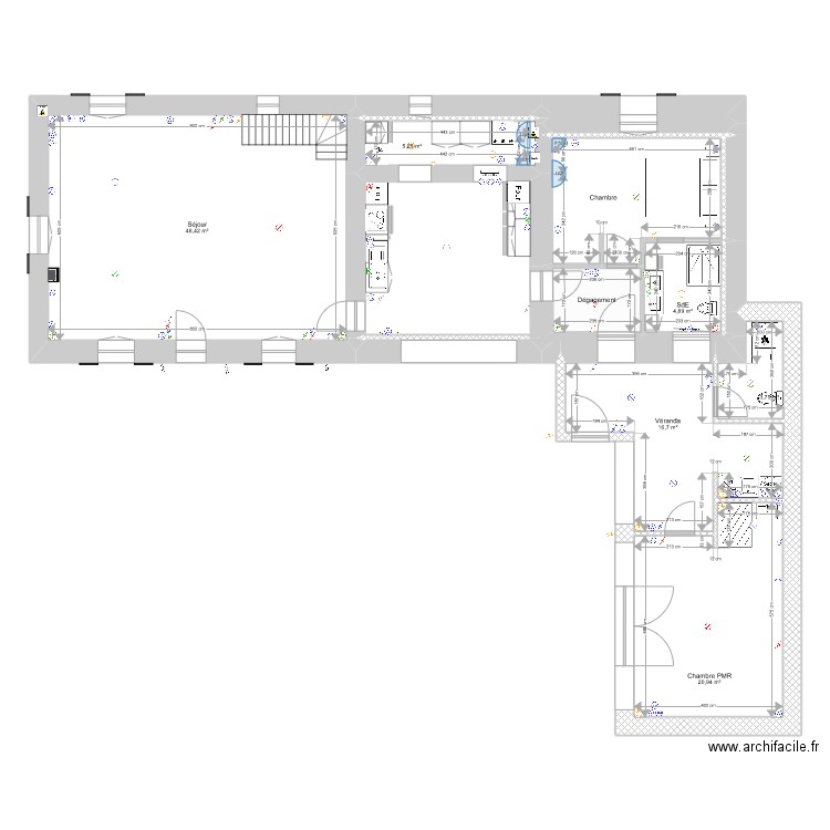 RDC Elect. Plan de 14 pièces et 118 m2