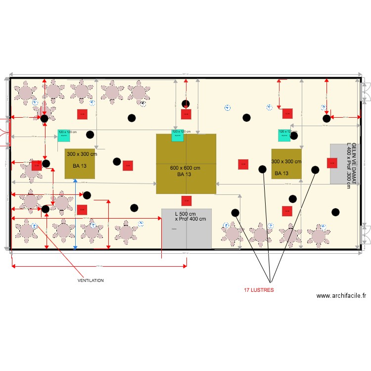 PLAN SALLE 0805 18 LUSTRE SKYDOM BA 13 DECROCHÉ. Plan de 0 pièce et 0 m2