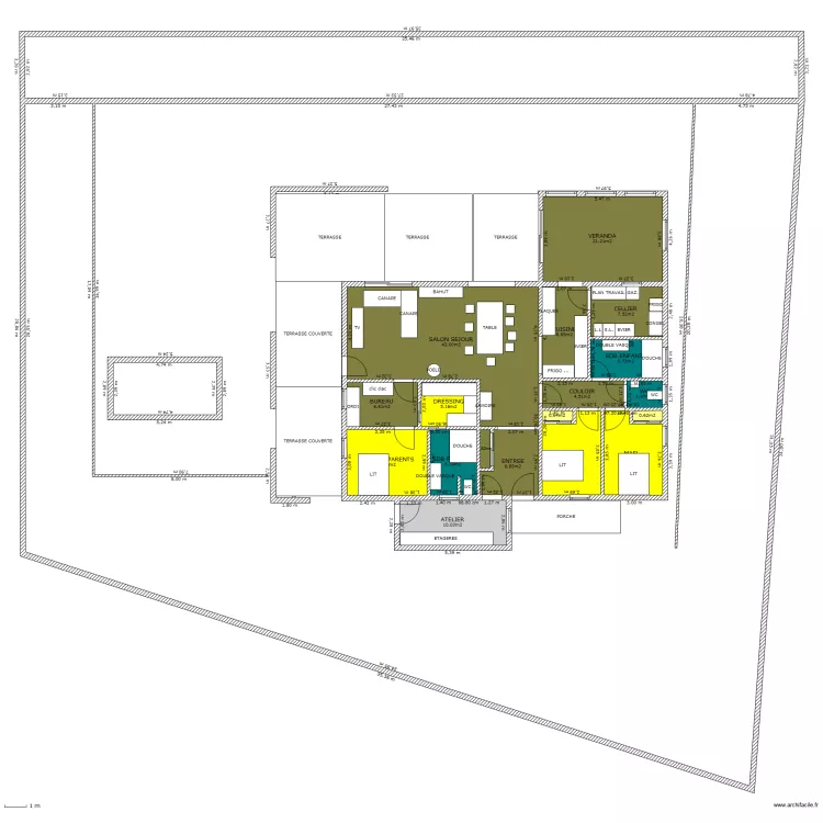 Maison en bois. Plan de 