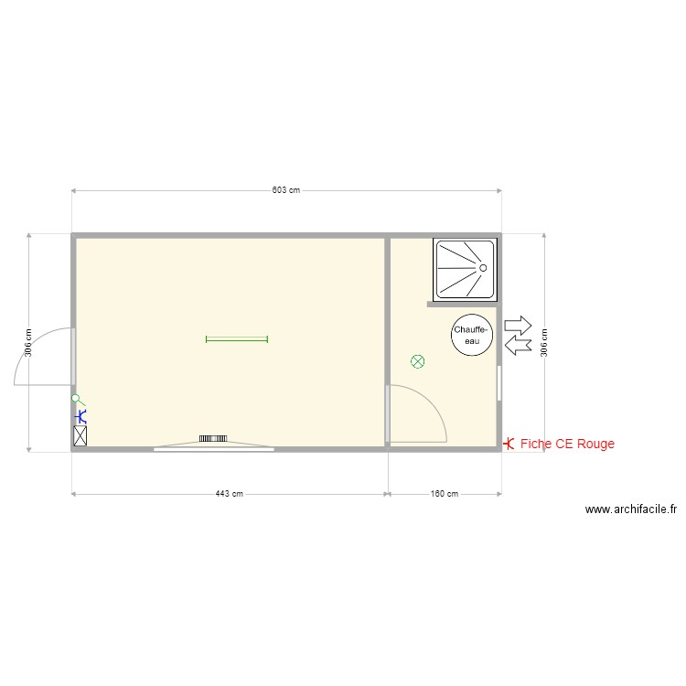 2 63030. Plan de 1 pièce et 17 m2