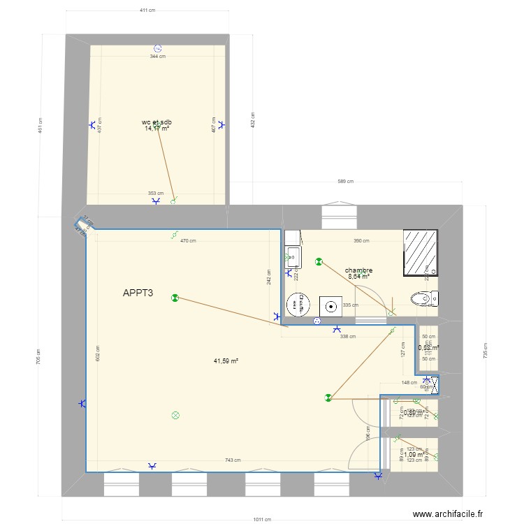 LA CHAPELLE APPARTEMENT 3 ET 4. Plan de 6 pièces et 67 m2