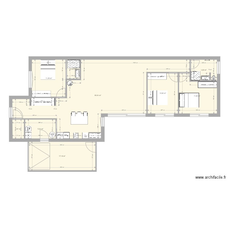 Maison BOOA. Plan de 9 pièces et 125 m2