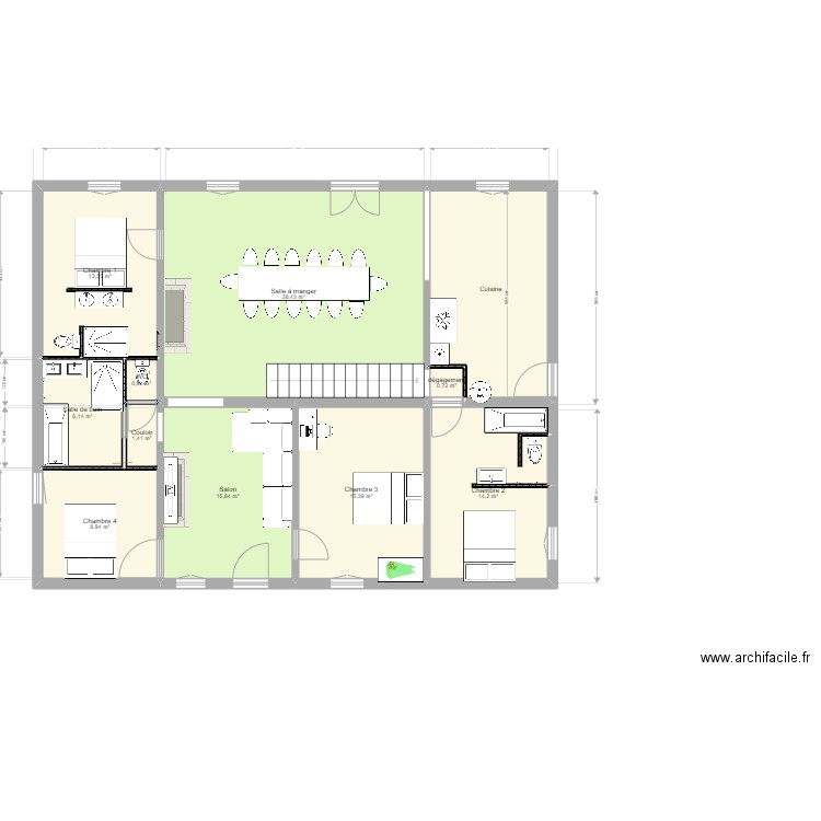 idée Changement sens escalier. Plan de 17 pièces et 272 m2