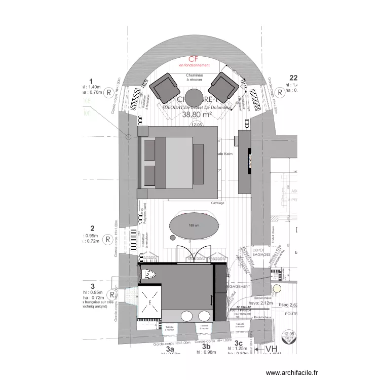 chambre 1 Christelle. Plan de 