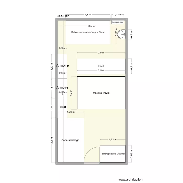 Local Trowal. Plan de 1  et 26 m²