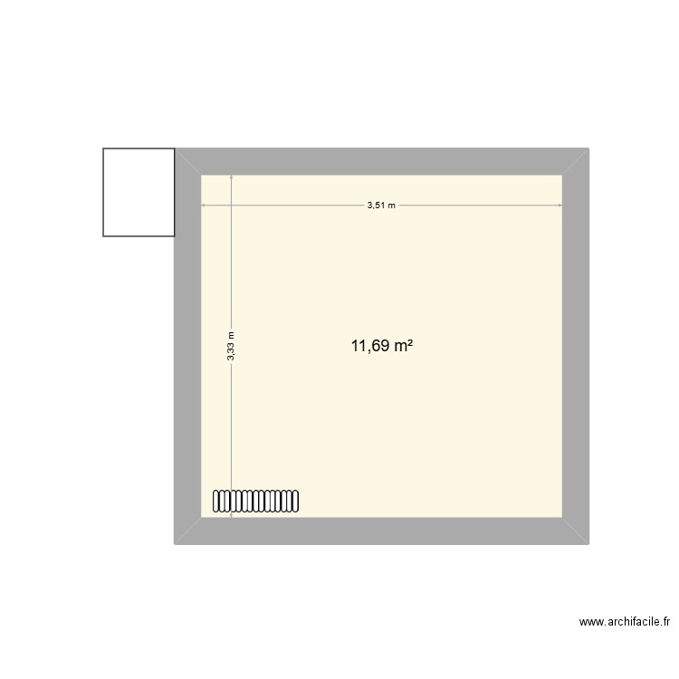 Salon. Plan de 1 pièce et 12 m2