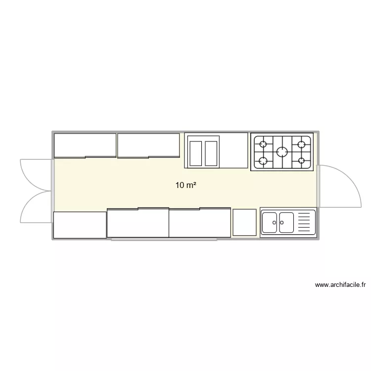 Foodtrailer rotisserie. Plan de 1  et 10 m²