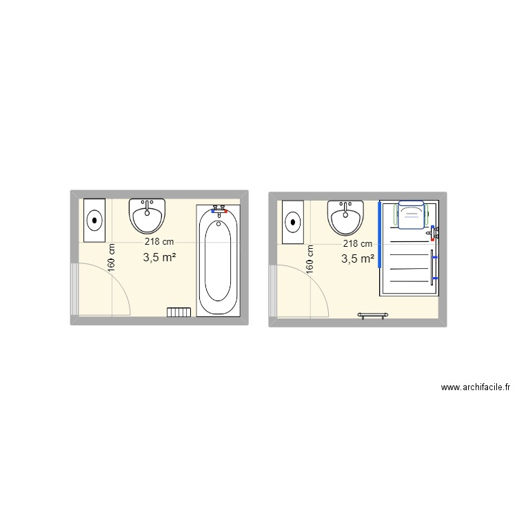 batir et loger sdb plan dumaine. Plan de 2 pièces et 7 m2