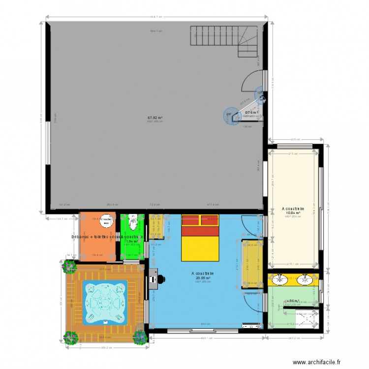 Future chambre avec Spa intégré 39 94 M sans meubles. Plan de 0 pièce et 0 m2
