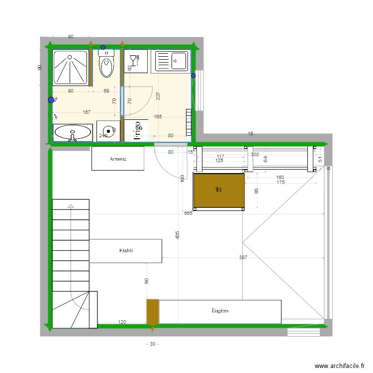 Atelier V06a. Plan de 4 pièces et 8 m2