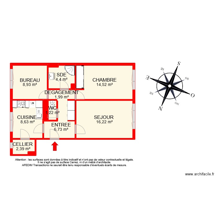 BI 11889. Plan de 14 pièces et 72 m2