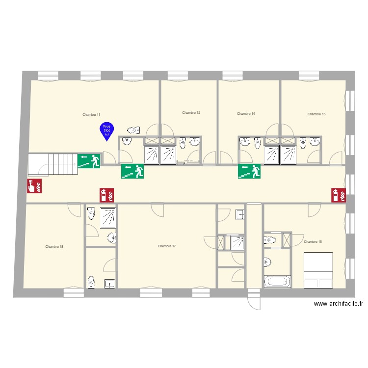 Plan d évacuation Chambre 11. Plan de 0 pièce et 0 m2