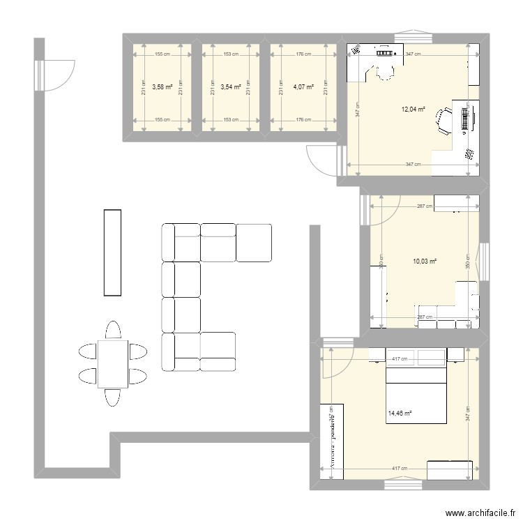 Appartement delémont. Plan de 6 pièces et 48 m2