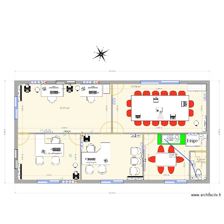 Plan bureaux 1DPE. Plan de 0 pièce et 0 m2