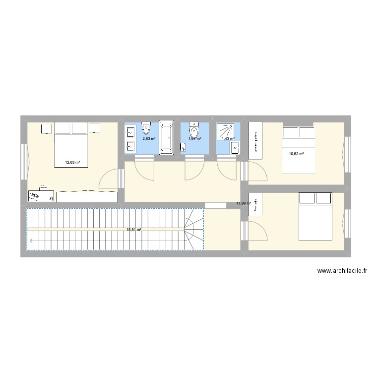 Pharma Niveau 2. Plan de 7 pièces et 63 m2